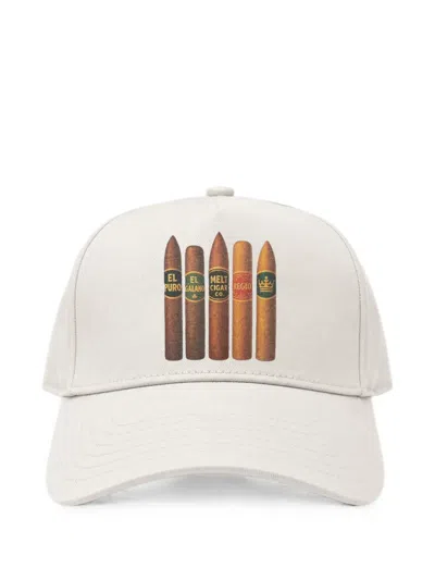 Melt Cigar-print Cap In White