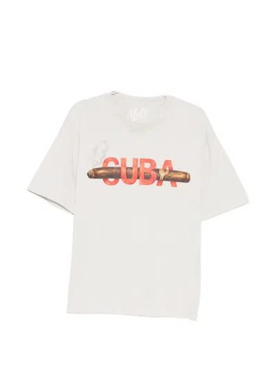 Melt Cigar-print T-shirt In White