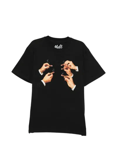 Melt Cotton Crew-neck T-shirt In Black