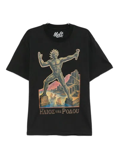 Melt Cotton Printed T-shirt In Black