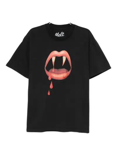 Melt Cotton Printed T-shirt In Black