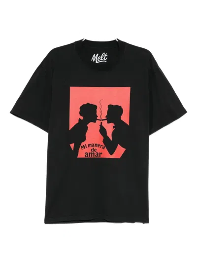 Melt Cotton Printed T-shirt In Black