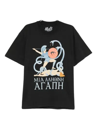 Melt Cotton Printed T-shirt In Black