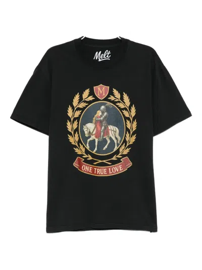 Melt Cotton Printed T-shirt In Black