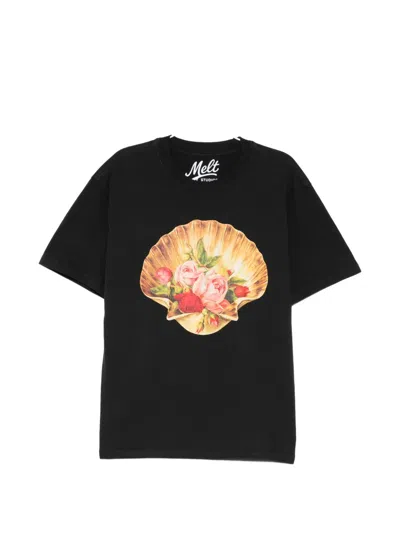 Melt Crew-neck Short-sleeve T-shirt In Black