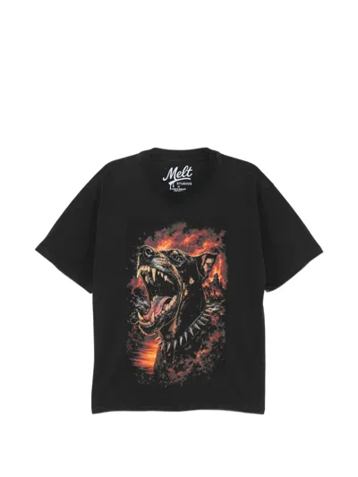 Melt Dog-print T-shirt In Black