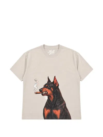Melt Dog-print Cotton T-shirt In Gray
