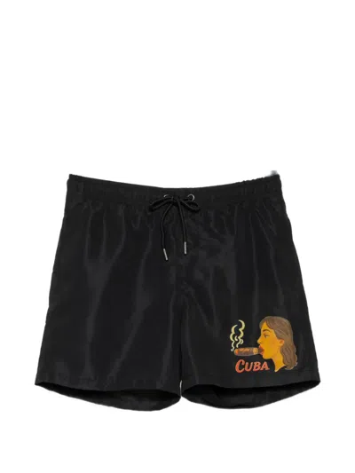 Melt Drawstring Graphic Shorts In Black