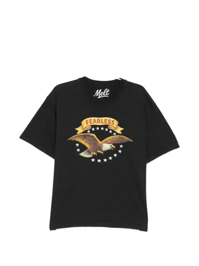 Melt Eagle Print T-shirt In Black