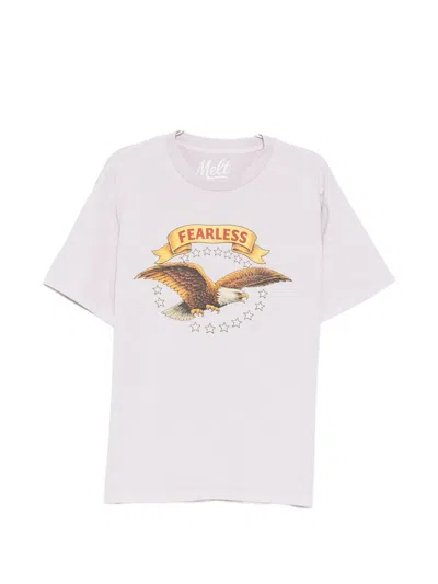 Melt Eagle Print T-shirt In White