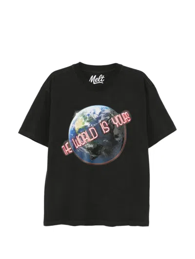 Melt Earth-print T-shirt In Black