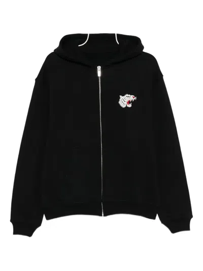 Melt Embroidered Zip-up Hoodie In Black