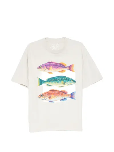 Melt Fish-print T-shirt In White