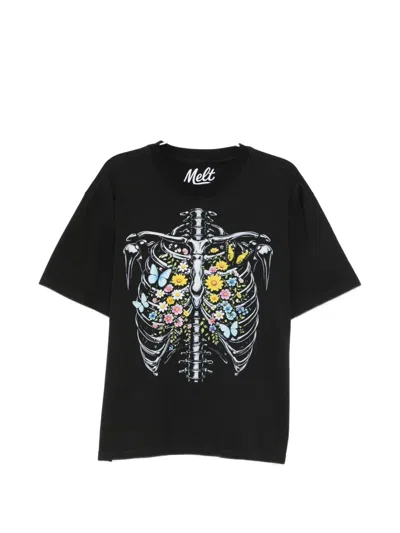 Melt Floral Skeleton T-shirt In Black