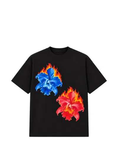 Melt Floral-print T-shirt In Black