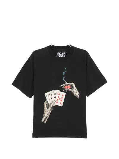 Melt Graphic-print Round-neck T-shirt In Black