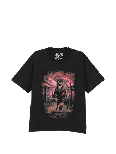 Melt Graphic Print T-shirt In Black