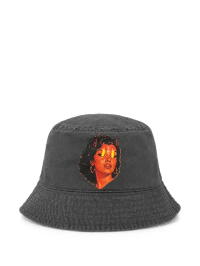 Melt Graphic-print Bucket Hat In Black