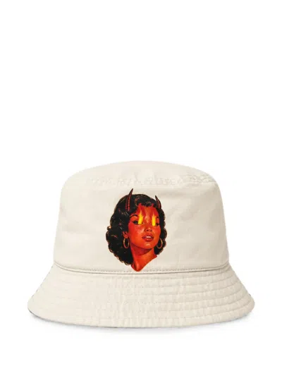 Melt Graphic-print Bucket Hat In White