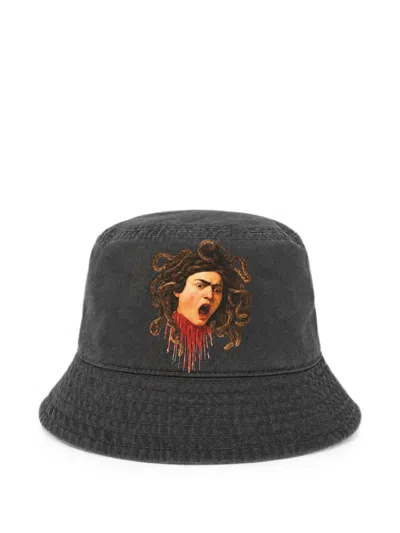 Melt Graphic-print Cotton Bucket Hat In Black