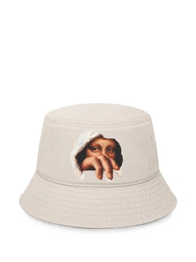Melt Graphic-print Cotton Bucket Hat In Neutral