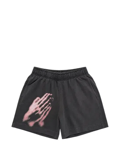Melt Graphic-print Cotton Shorts In Black