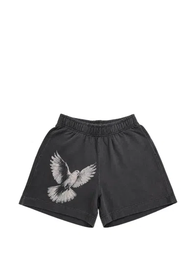 Melt Graphic-print Cotton Shorts In Black