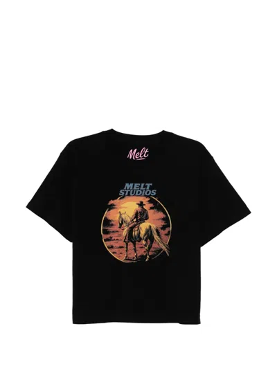 Melt Graphic-print Cotton T-shirt In Black