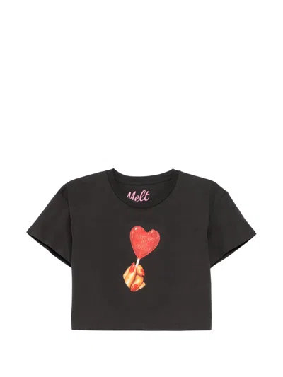 Melt Graphic-print Cropped T-shirt In Black
