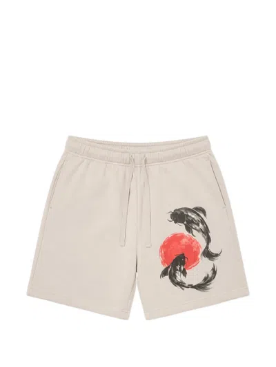 Melt Graphic-print Drawstring Shorts In Neutral