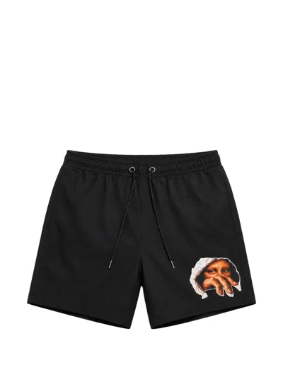 Melt Graphic-print Drawstring Swim Shorts In Black