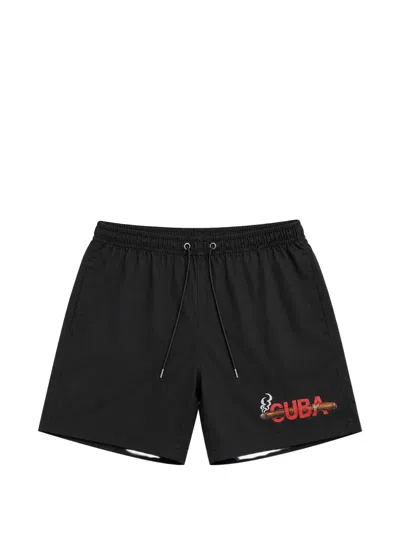 Melt Graphic-print Drawstring Swim Shorts In Black