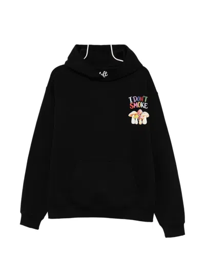 Melt Graphic-print Pouch-pocket Hoodie In Black