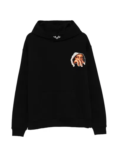 Melt Graphic-print Pouch-pocket Hoodie In Black