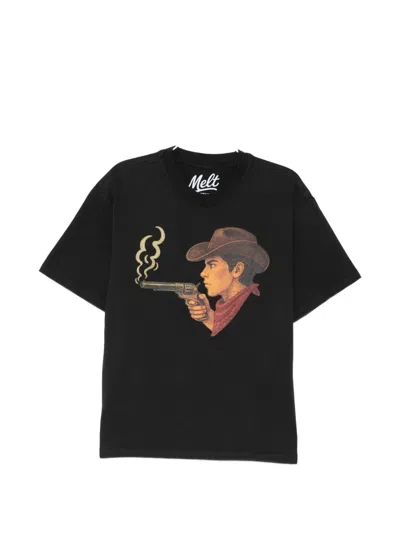 Melt Graphic-print Round Neck T-shirt In Black