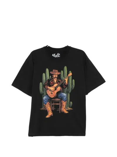 Melt Graphic-print Round Neck T-shirt In Black