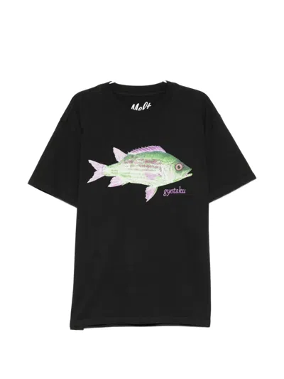 Melt Gyotaku-print Cotton T-shirt In Black