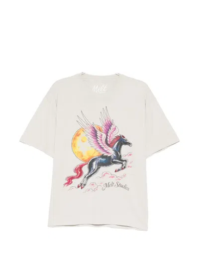 Melt Pegasus-print T-shirt In White