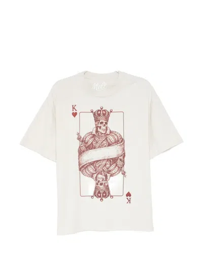 Melt Poker-print T-shirt In White