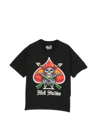 Melt Skull Graphic T-shirt In Black