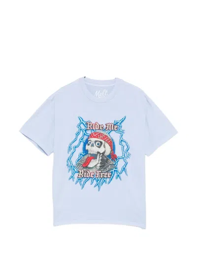 Melt Skull Graphic T-shirt In Blue