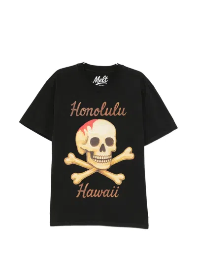 Melt Skull-print Cotton T-shirt In Black