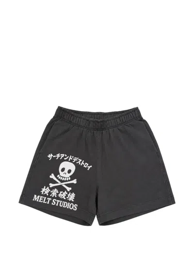 Melt Skull-print Jersey Shorts In Black