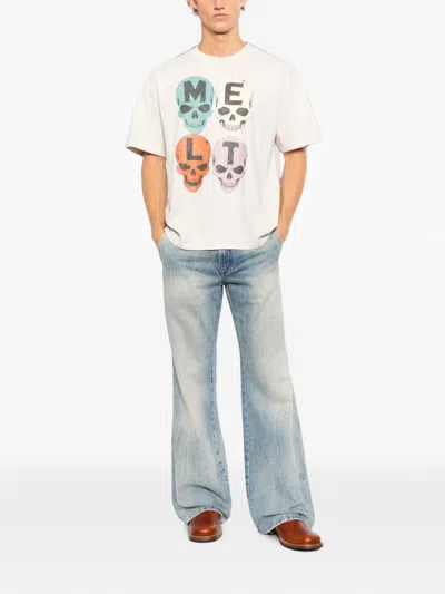 Melt Skull-print T-shirt In White