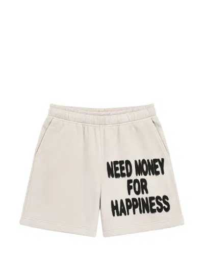Melt Slogan-print Cotton Shorts In White
