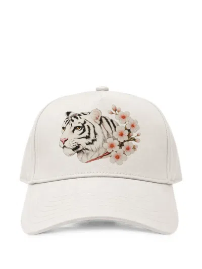 Melt Tiger-print Cap In White
