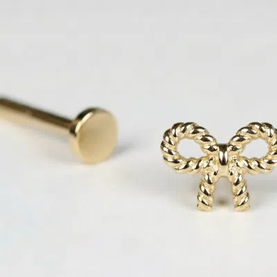 Melt'm Jewelry Women's Dainty Bow Flat Back Earrings In Solid Gold