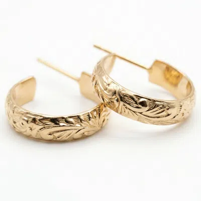 Melt'm Jewelry Women's Floral Small Gold Filled Hoop Earrings, Chunky Gold Open Hoops