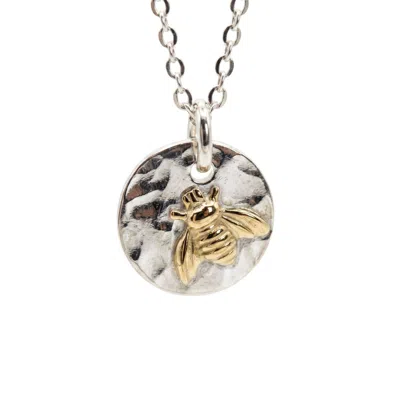 Melt'm Jewelry Women's Gold Bee Necklace, Sterling Silver Pendant With Gold Filled Detail