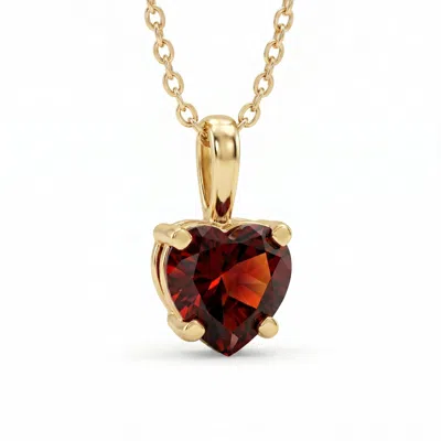 Melt'm Jewelry Women's Gold / Red 14k Gold Garnet Heart Necklace, Minimalist Pendant In Multi